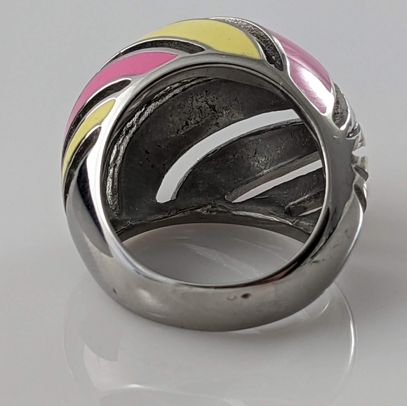 Pink & Yellow Dome Ring - Picture 4 of 6